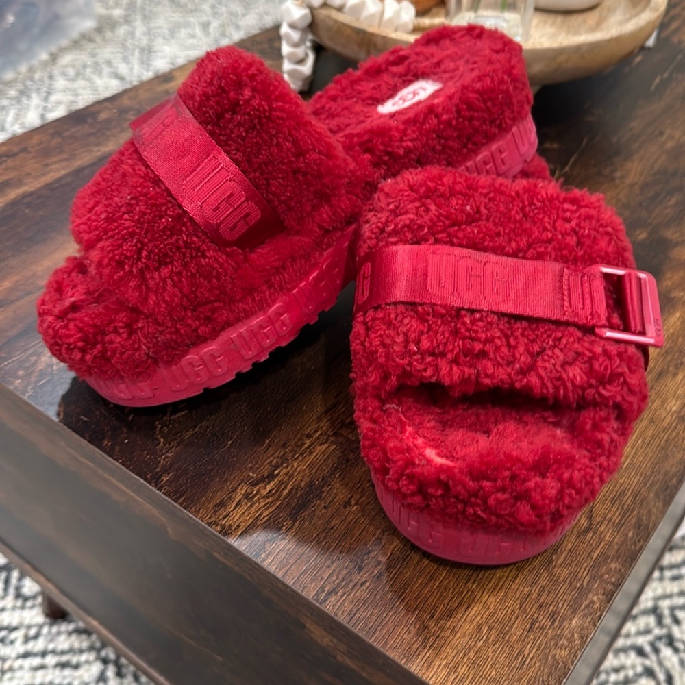 Ugg Red Platform Slides